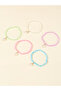 Pack of 5 - Girls Multi-Color Pastel Beaded Bracelets with Heart Charms - 3