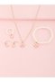 Girls Pink Clover Charm and Pearl Necklace, Bracelet, Ring and Earrings Set - 3