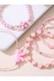 Pack of 5 - Girls Pink Pearl and Heart Charm Bracelets - 3