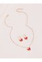 Girls Red Butterfly Pendant Necklace and Earrings Set - 2