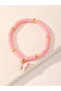 Girls Light Pink Butterfly Charm Beaded Bracelet - 3