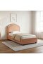 Maxillux Arcus 90X200 Upholstered Kids Bed With Usb-peach Pink, Engineered Wood, Fabric