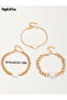 Pack of 3 - Gold Tone Pearl Charm Bracelets - 4