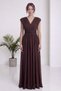 Women's Double-Breasted Collar Pleated Padded Waist-Sitting Long Evening Dress Lilac, Brown