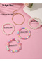 Pack of 5 - Gilrs Multi-Color Pastel Flower and Bead Bracelet - 4