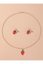 Girls Red Strawberry Charm Necklace and Earrings Set - 2
