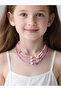 Pack of 3 - Girls Multi-Color Butterfly and Heart Charms Beaded Necklaces
