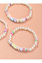Pack of 3 - Multi-Color Pearl and Letter Bead Bracelets - 3