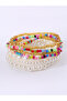 Pack of 7 - Girls Multi-Color Beaded and Pearl Elastic Bracelets - 2