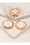 Girls Set of 3 - Embellished Adjustable Rings - 8