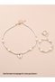 Girls White Heart Charm Pearl Necklace, Bracelet, Ring and Earrings Set - 5