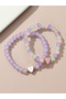 Pack of 2 - Girls Multi-Color Pastel Beaded Bracelets With Heart Charms - 2