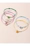 Pack of 6 - Girls Multi-Color Butterfly and Pearl Bracelets