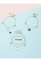 Pack of 3 - Girls Gold Tone Star and Heart Charm Bracelets - 4