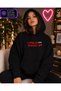 Women's a Little Bit Dramatic Cherry Printed Hooded Kangaroo Pocket Cotton Casual Sweatshirt