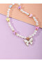 Girls Multi-Color Butterfly Charm Pearl Beaded Necklace - 2