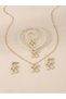 Girls White Bow and Pearl Necklace, Bracelet, Ring and Earrings Set - 3