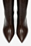 Bitter Brown Shiny Thin Short Heeled Boots with Middle Seam Detail - 4
