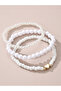 Girls White Beaded Bracelet with Heart Charm - 3