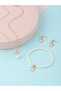 Girls Multi-Color Crown Charm Necklace, Earrings and Pearl Bracelet Set - 4