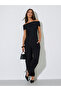 Black Solid Off-Shoulder Ribbed Knit Top - 2