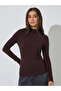 Brown Textured Cable Knit Top - 3