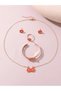 Girls Orange Flower Charm Necklace, Barcelet, Ring and Earrings Set - 6