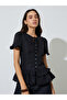 Black Ruffled Short Sleeve Top - 3