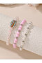 Pack of 3 - Girls Multi-Color Pearl and Bead Bracelets - 3