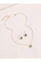 Girls Green Butterfly Pendant Necklace and Earrings Set - 2