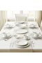 Juna 32 Piece New Bone China Dinner Set For 6 Persons – White Embossed Geometric Tableware