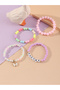 Pack of 4 - Girls Multi-Color DREAMS Beaded Bracelets with Butterfly Charm - 2