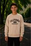 Beige-Grey-Navy Blue-Black Four-Color Crew Neck Children's Sweatshirt with Fleece Inside and Brooklyn and Coolboy Prints - 4