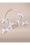 Girls White Bow and Heart Charms Pearl Necklace and Earrings Set - 2