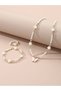 Girls White Heart Charm Pearl Necklace, Bracelet, Ring and Earrings Set