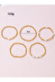 Pack of 5 - Golden Beaded Bracelets with Pearls Accents - 4