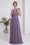 Women's Double-Breasted Collar Pleated Padded Waist-Sitting Long Evening Dress Lilac, Brown - 3