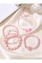 Pack of 5 - Girls Pink Pearl and Heart Charm Bracelets - 2