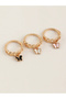 Girls Set of 3 - Butterfly Charm Rings - 6