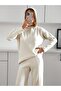 Women's Oversize Hooded Knitwear Set Ecru - 2