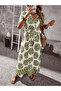 Tribal Print Maxi A-Line Dress with Short Sleeves