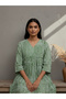 Green Geometric Print V Neck Midi Dress - 5