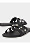 Black Pearl Embellished Flat Sandals - 3