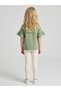 Girls Green Embroidered Ruffle Sleeves T-Shirt By Juniorloom - 3