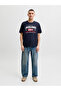 Navy Blue Logo Graphic Round Neck T-Shirt - 6