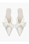 White Pointed Toe Bow Mules - 5