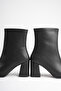 Women's Pointed Toe Black 7.5 cm Thick Heeled Winter Boots - 8