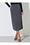 Grey Solid Pocket Details Straight Midi Skirt - 3