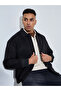 Black Solid Button-Up Jacket
