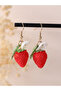 Girls Red Strawberry Dangle Earrings